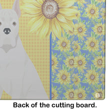 Load image into Gallery viewer, Summer Sunflowers White Boxer Glass Cutting Boards – Durable, Decorative Kitchen Art Large