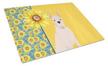 Load image into Gallery viewer, Summer Sunflowers White Boxer Glass Cutting Boards – Durable, Decorative Kitchen Art Large