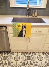 Load image into Gallery viewer, Summer Sunflowers Black Boxer Kitchen Towel