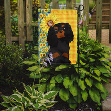 Load image into Gallery viewer, Summer Sunflowers Black and Tan Cavalier Spaniel Garden Flag – Decorative Outdoor Yard Flag