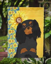 Load image into Gallery viewer, Summer Sunflowers Black and Tan Cavalier Spaniel Garden Flag – Decorative Outdoor Yard Flag