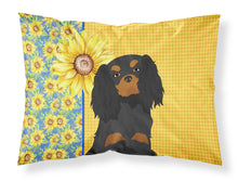 Load image into Gallery viewer, Summer Sunflowers Black and Tan Cavalier Spaniel Fabric Standard Pillowcase – Artistic Decorative Front, White Back