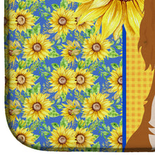 Load image into Gallery viewer, Summer Sunflowers Blenheim Cavalier Spaniel Dish Drying Mat – Absorbent, Artistic Kitchen Essentials