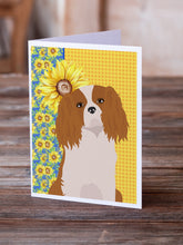 Load image into Gallery viewer, Summer Sunflowers Blenheim Cavalier Spaniel Greeting Cards -  Blank Note Cards – 8-Pack of Artist-Designed Cards with Envelopes