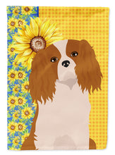 Load image into Gallery viewer, Summer Sunflowers Blenheim Cavalier Spaniel Garden Flag – Decorative Outdoor Yard Flag