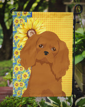 Load image into Gallery viewer, Summer Sunflowers Ruby Cavalier Spaniel Garden Flag – Decorative Outdoor Yard Flag