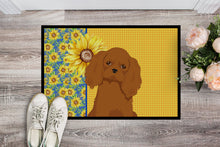 Load image into Gallery viewer, Summer Sunflowers Ruby Cavalier Spaniel Doormat - 24x36 Decorative Floor Mat – Indoor/Outdoor Rug with Artistic Flair