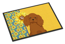 Load image into Gallery viewer, Summer Sunflowers Ruby Cavalier Spaniel Doormat - 24x36 Decorative Floor Mat – Indoor/Outdoor Rug with Artistic Flair