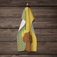 Load image into Gallery viewer, Summer Sunflowers Ruby Cavalier Spaniel Kitchen Towel