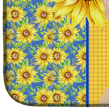 Load image into Gallery viewer, Summer Sunflowers Longhaired Cream Chihuahua Dish Drying Mat – Absorbent, Artistic Kitchen Essentials
