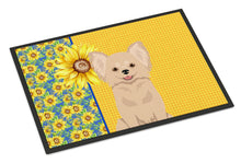 Load image into Gallery viewer, Summer Sunflowers Longhaired Cream Chihuahua Doormat - 24x36 Decorative Floor Mat – Indoor/Outdoor Rug with Artistic Flair