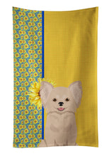 Load image into Gallery viewer, Summer Sunflowers Longhaired Cream Chihuahua Kitchen Towel