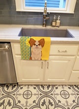 Load image into Gallery viewer, Summer Sunflowers Longhaired Red and White Chihuahua Kitchen Towel