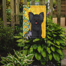 Load image into Gallery viewer, Summer Sunflowers Longhaired Black Chihuahua Garden Flag – Decorative Outdoor Yard Flag
