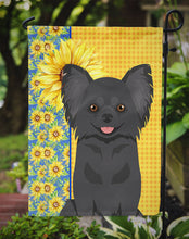 Load image into Gallery viewer, Summer Sunflowers Longhaired Black Chihuahua Garden Flag – Decorative Outdoor Yard Flag