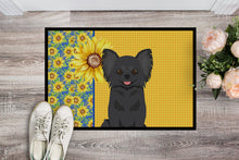 Load image into Gallery viewer, Summer Sunflowers Longhaired Black Chihuahua Doormat - 24x36 Decorative Floor Mat – Indoor/Outdoor Rug with Artistic Flair