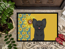 Load image into Gallery viewer, Summer Sunflowers Longhaired Black Chihuahua Doormat - 24x36 Decorative Floor Mat – Indoor/Outdoor Rug with Artistic Flair