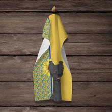 Load image into Gallery viewer, Summer Sunflowers Longhaired Black Chihuahua Kitchen Towel