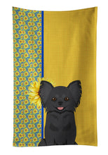 Load image into Gallery viewer, Summer Sunflowers Longhaired Black Chihuahua Kitchen Towel