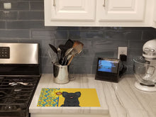 Load image into Gallery viewer, Summer Sunflowers Longhaired Black Chihuahua Glass Cutting Boards – Durable, Decorative Kitchen Art Large
