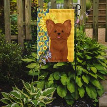 Load image into Gallery viewer, Summer Sunflowers Longhaired Red Chihuahua Garden Flag – Decorative Outdoor Yard Flag