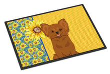 Load image into Gallery viewer, Summer Sunflowers Longhaired Red Chihuahua Doormat - 24x36 Decorative Floor Mat – Indoor/Outdoor Rug with Artistic Flair