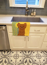 Load image into Gallery viewer, Summer Sunflowers Longhaired Red Chihuahua Kitchen Towel