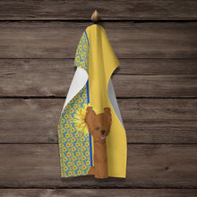 Load image into Gallery viewer, Summer Sunflowers Longhaired Red Chihuahua Kitchen Towel