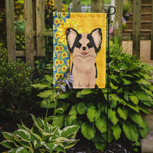 Load image into Gallery viewer, Summer Sunflowers Longhaired Black and White #2 Chihuahua Garden Flag – Decorative Outdoor Yard Flag