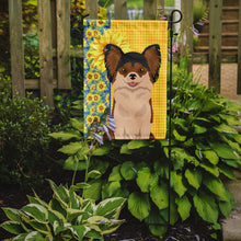Load image into Gallery viewer, Summer Sunflowers Longhaired Black and Red Chihuahua Garden Flag – Decorative Outdoor Yard Flag