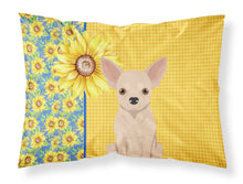 Load image into Gallery viewer, Summer Sunflowers Fawn Chihuahua Fabric Standard Pillowcase – Artistic Decorative Front, White Back