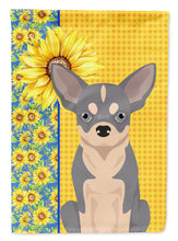 Load image into Gallery viewer, Summer Sunflowers Blue and White Chihuahua Garden Flag – Decorative Outdoor Yard Flag