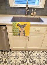 Load image into Gallery viewer, Summer Sunflowers Blue and White Chihuahua Kitchen Towel