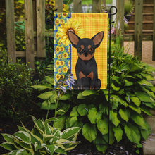 Load image into Gallery viewer, Summer Sunflowers Black and Tan Chihuahua Garden Flag – Decorative Outdoor Yard Flag