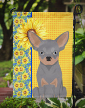 Load image into Gallery viewer, Summer Sunflowers Blue and Tan Chihuahua Garden Flag – Decorative Outdoor Yard Flag