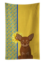 Load image into Gallery viewer, Summer Sunflowers Chocolate and Tan Chihuahua Kitchen Towel