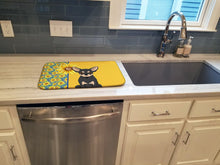 Load image into Gallery viewer, Summer Sunflowers Black and Cream Chihuahua Dish Drying Mat – Absorbent, Artistic Kitchen Essentials