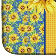 Load image into Gallery viewer, Summer Sunflowers Black and Cream Chihuahua Dish Drying Mat – Absorbent, Artistic Kitchen Essentials