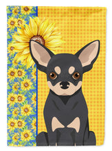 Load image into Gallery viewer, Summer Sunflowers Black and Cream Chihuahua Garden Flag – Decorative Outdoor Yard Flag
