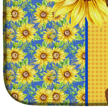 Load image into Gallery viewer, Summer Sunflowers Red and White Chihuahua Dish Drying Mat – Absorbent, Artistic Kitchen Essentials