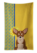 Load image into Gallery viewer, Summer Sunflowers Red and White Chihuahua Kitchen Towel