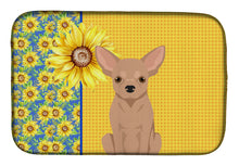 Load image into Gallery viewer, Summer Sunflowers Cream Chihuahua Dish Drying Mat – Absorbent, Artistic Kitchen Essentials