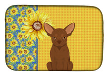 Load image into Gallery viewer, Summer Sunflowers Chocolate Chihuahua Dish Drying Mat – Absorbent, Artistic Kitchen Essentials