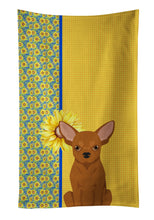 Load image into Gallery viewer, Summer Sunflowers Red Chihuahua Kitchen Towel