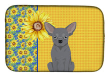 Load image into Gallery viewer, Summer Sunflowers Blue Chihuahua Dish Drying Mat – Absorbent, Artistic Kitchen Essentials