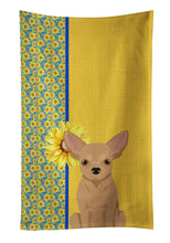 Load image into Gallery viewer, Summer Sunflowers Gold Chihuahua Kitchen Towel