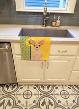 Load image into Gallery viewer, Summer Sunflowers Fawn and White Chihuahua Kitchen Towel