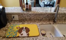 Load image into Gallery viewer, Summer Sunflowers Longhair Red Pedbald Dachshund Dish Drying Mat – Absorbent, Artistic Kitchen Essentials