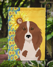Load image into Gallery viewer, Summer Sunflowers Longhair Red Pedbald Dachshund Garden Flag – Decorative Outdoor Yard Flag