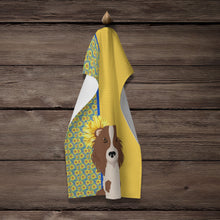 Load image into Gallery viewer, Summer Sunflowers Longhair Red Pedbald Dachshund Kitchen Towel